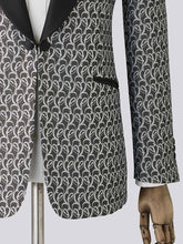 Load image into Gallery viewer, Silver Patterned Shawl Collar Jacket