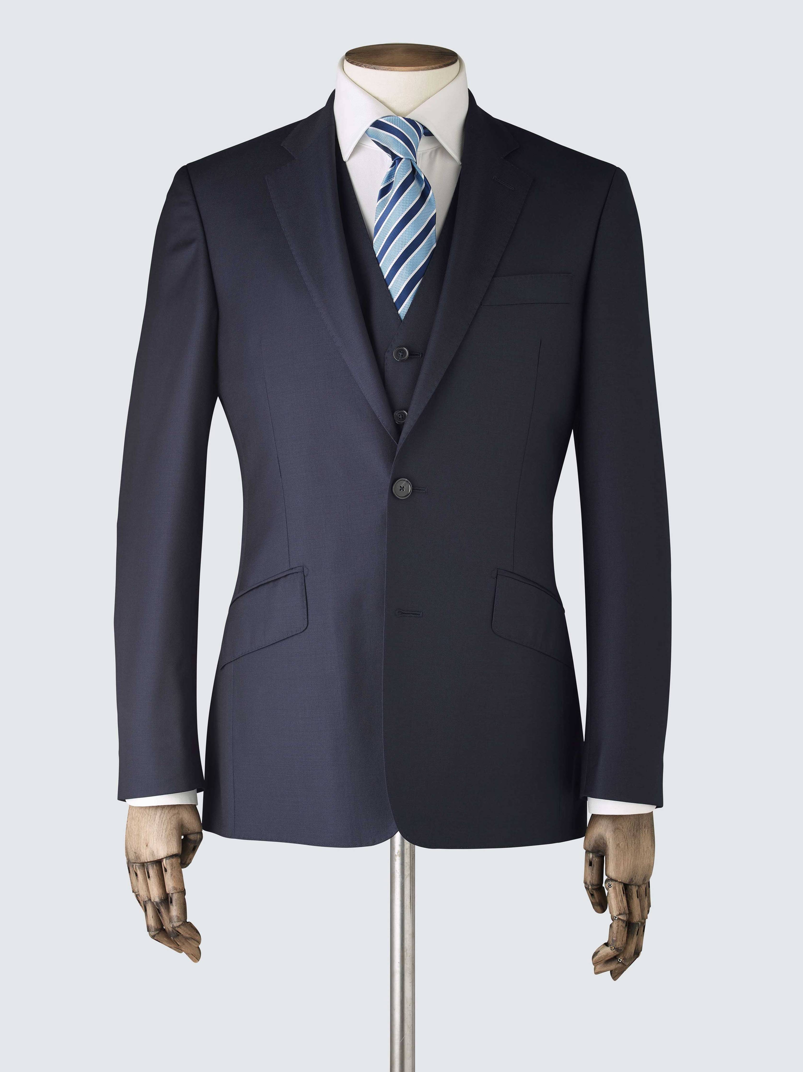 Men's Navy Tailored 3-Piece Suit – Savile Row Company - Custom Made