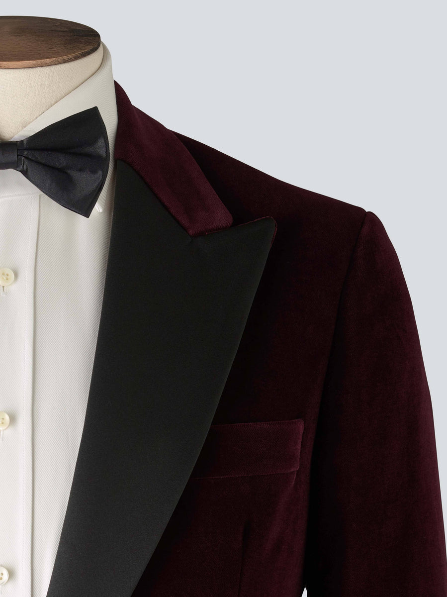 Men’s Burgundy Velvet Tailored Dinner Jacket Savile Row Company