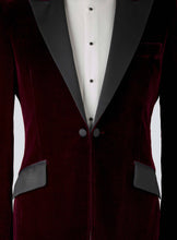 Load image into Gallery viewer, Burgundy Velvet Tailored Dinner Jacket