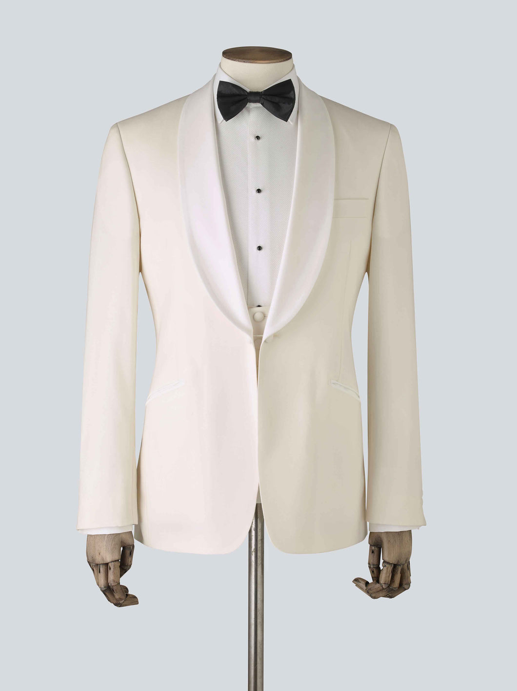 White Three-Piece Wool Tailored Dinner Suit