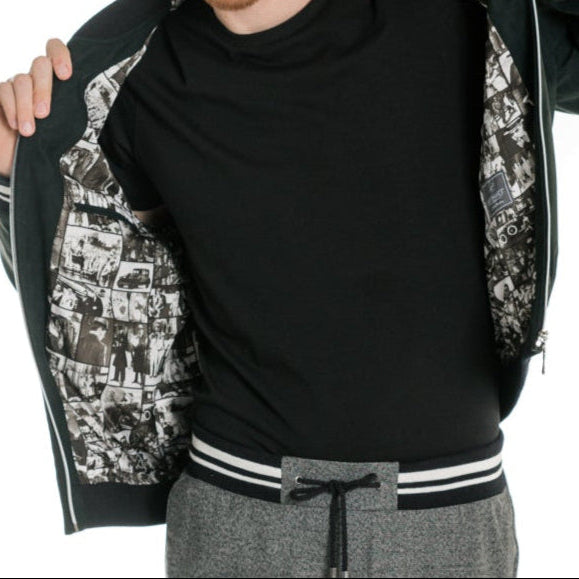 Black bomber jacket with Gangster Lining 