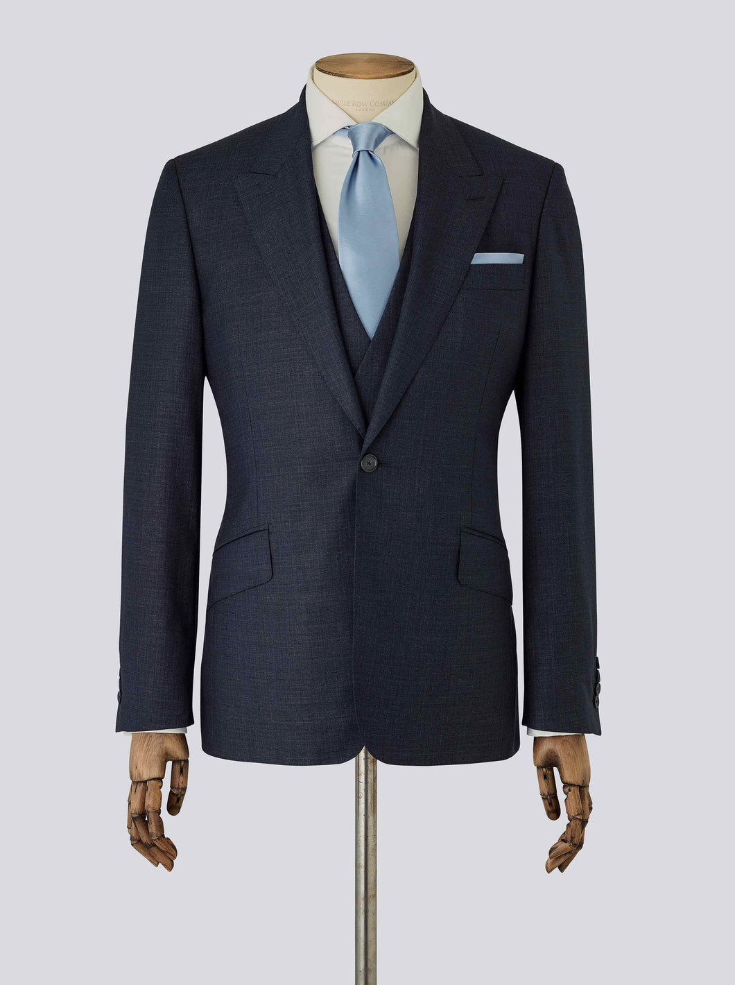 Structured Blue Three-Piece Tailored Suit