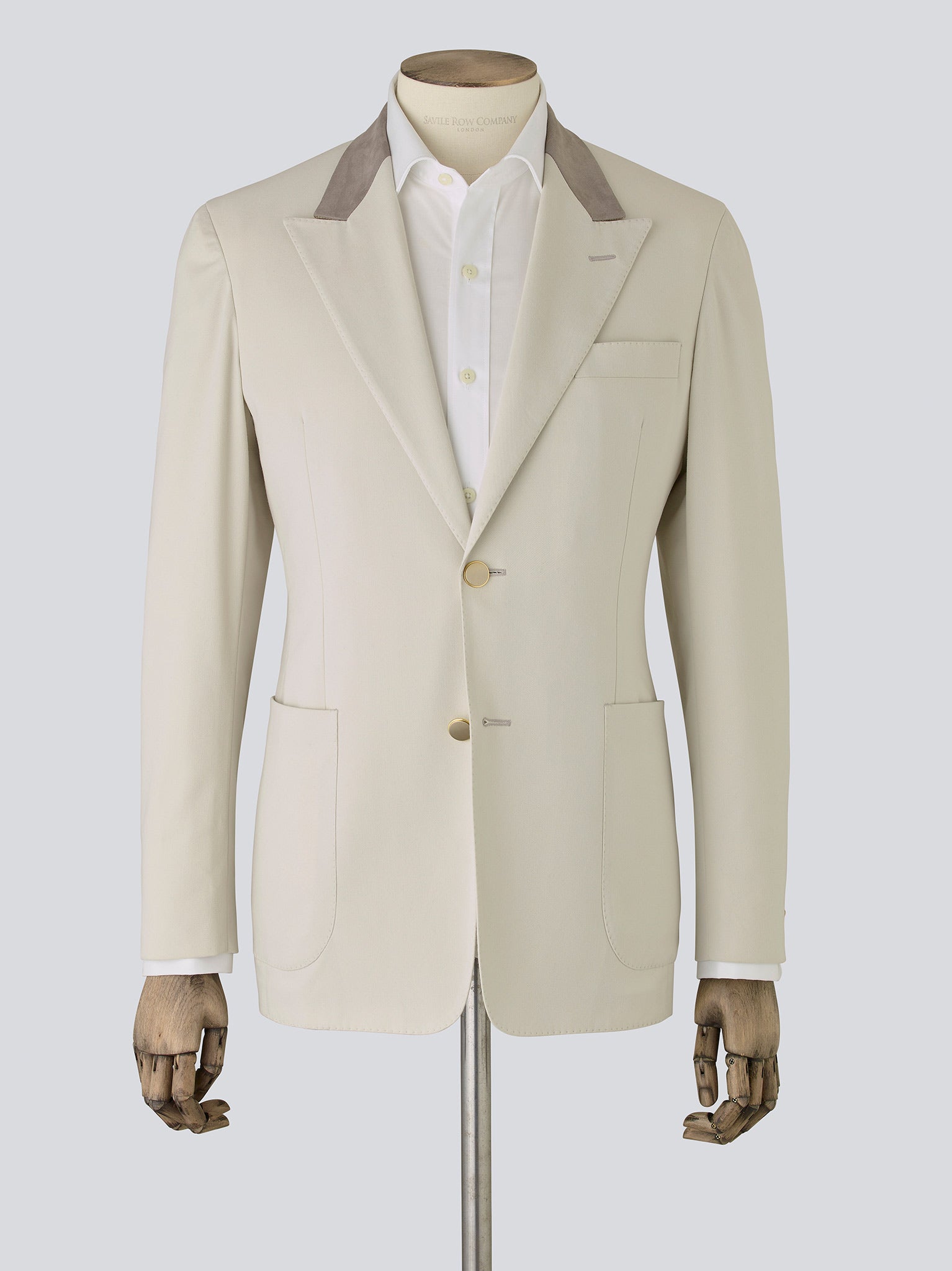 Men s Jacket With Elbow Patches in Cream Savile Row Company