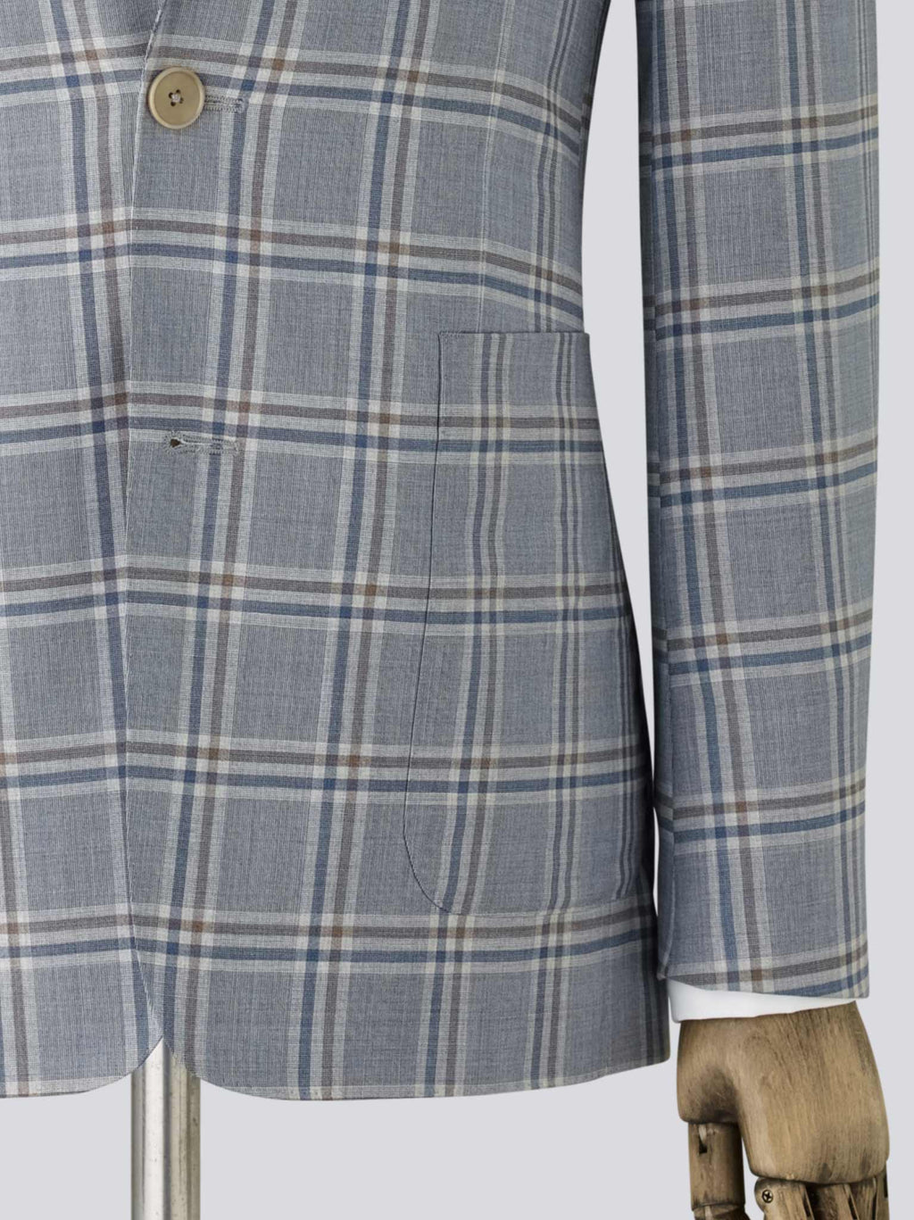 Pale Blue Check Wool Jacket