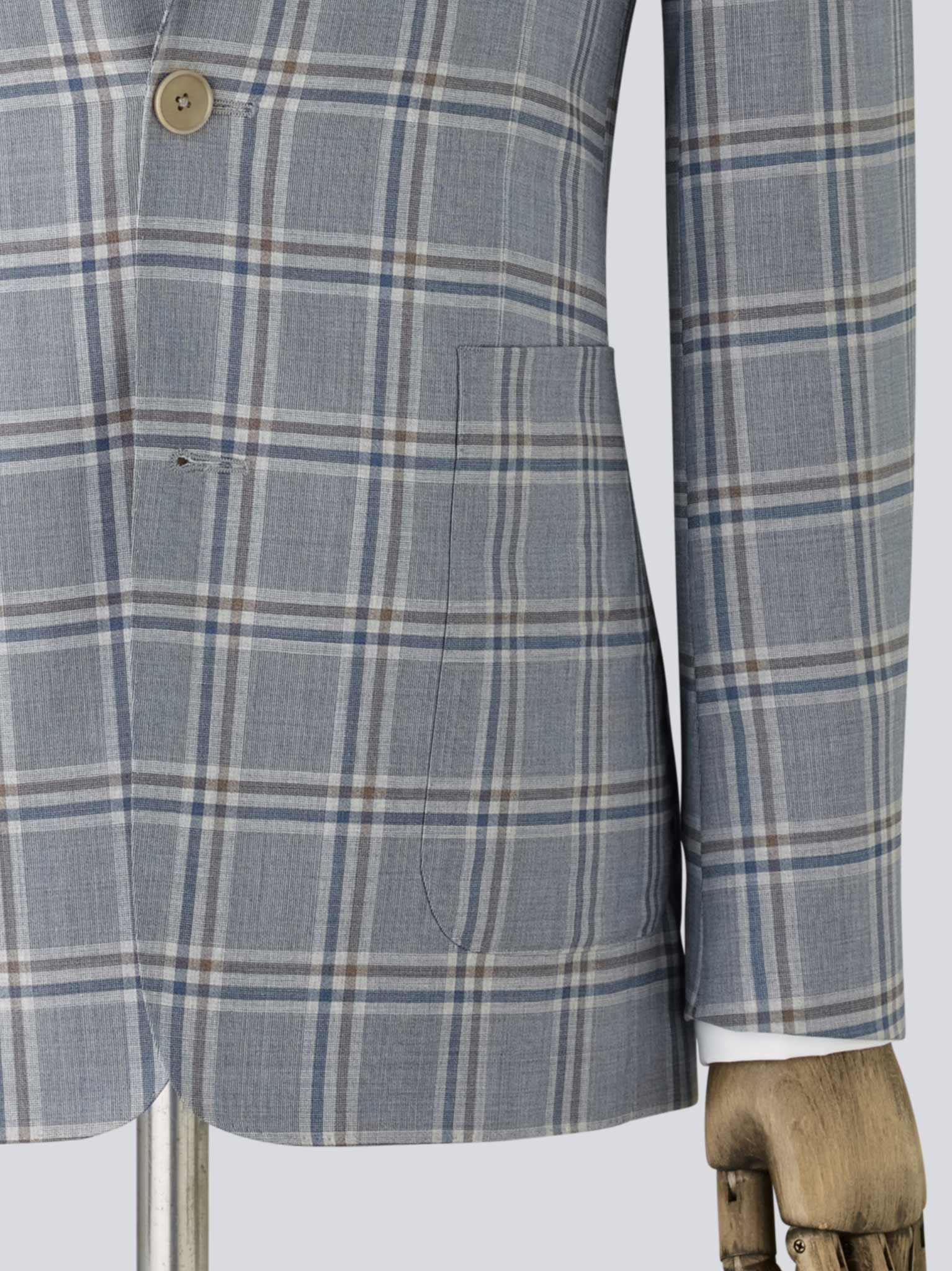 Pale Blue Check Wool Jacket