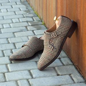 Pair of patterned dress shoes in a monk style