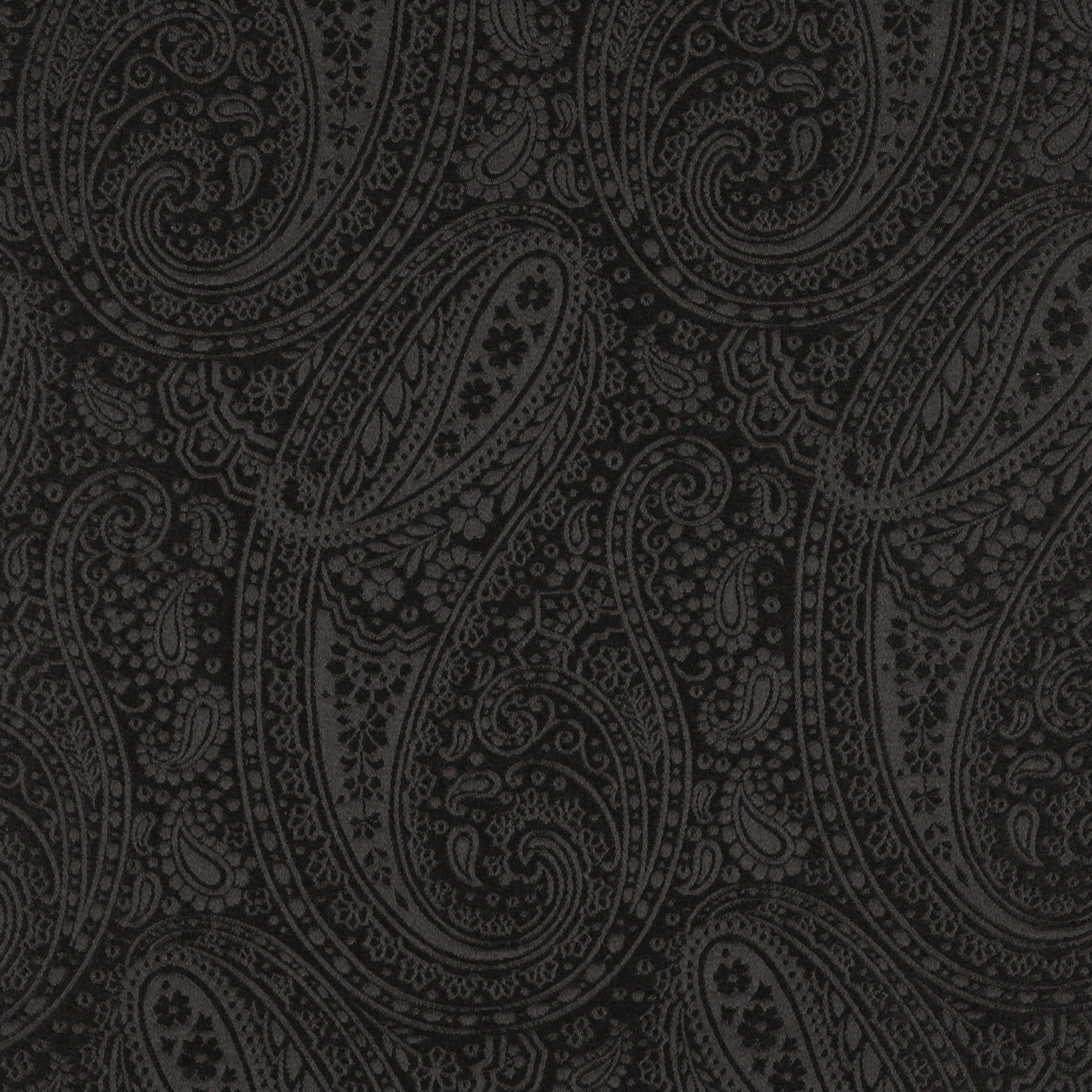 Black Self Paisley Silk Fabric