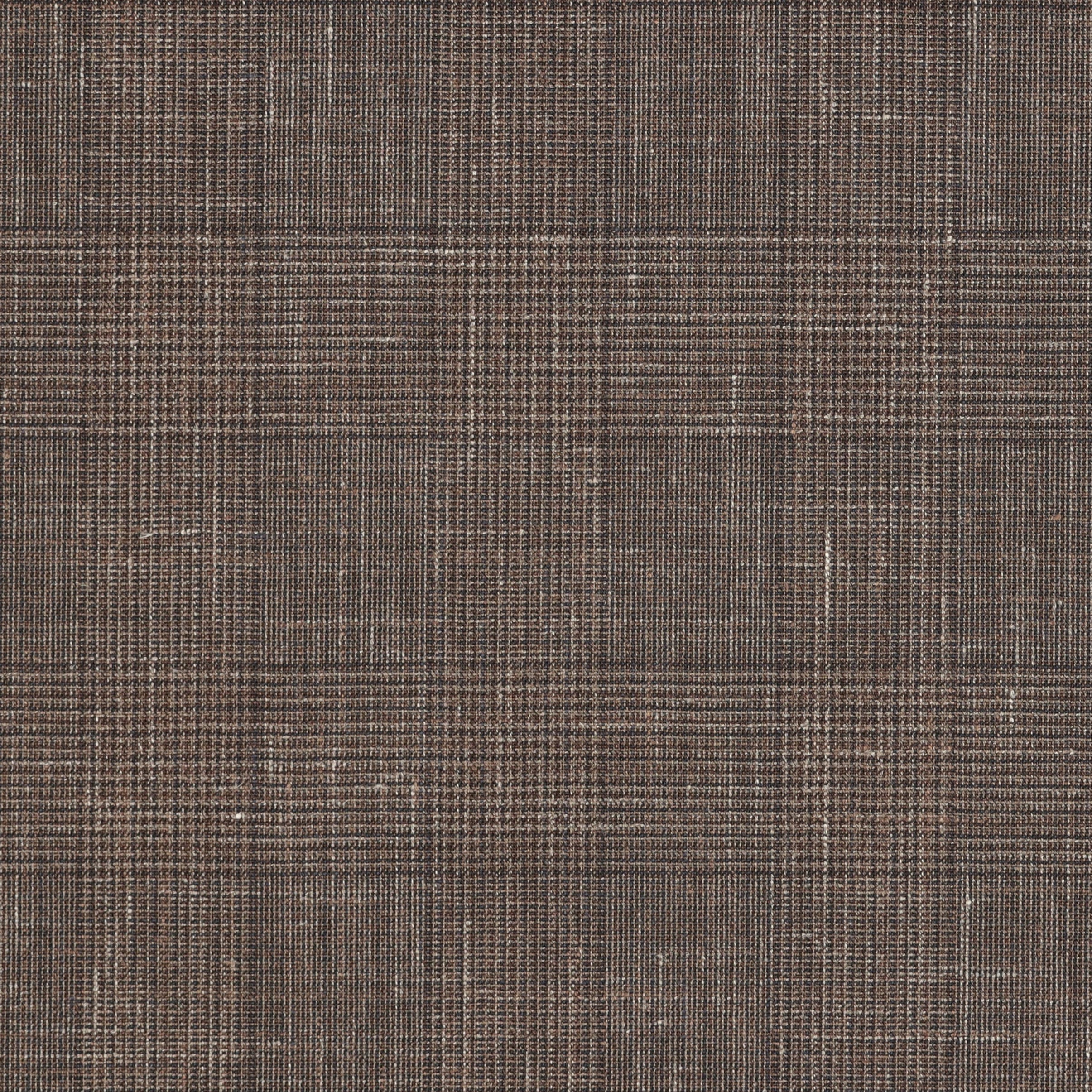 Brown Prince of Wales Check - Wool/Silk/Linen Fabric
