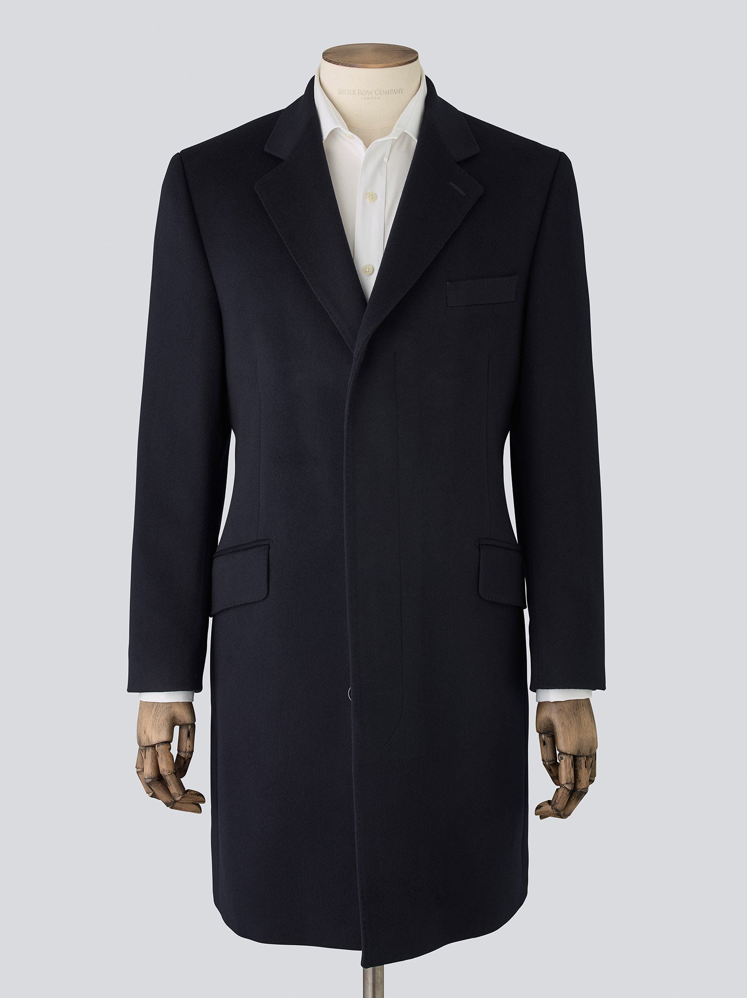 Navy Wool Cashmere Overcoat