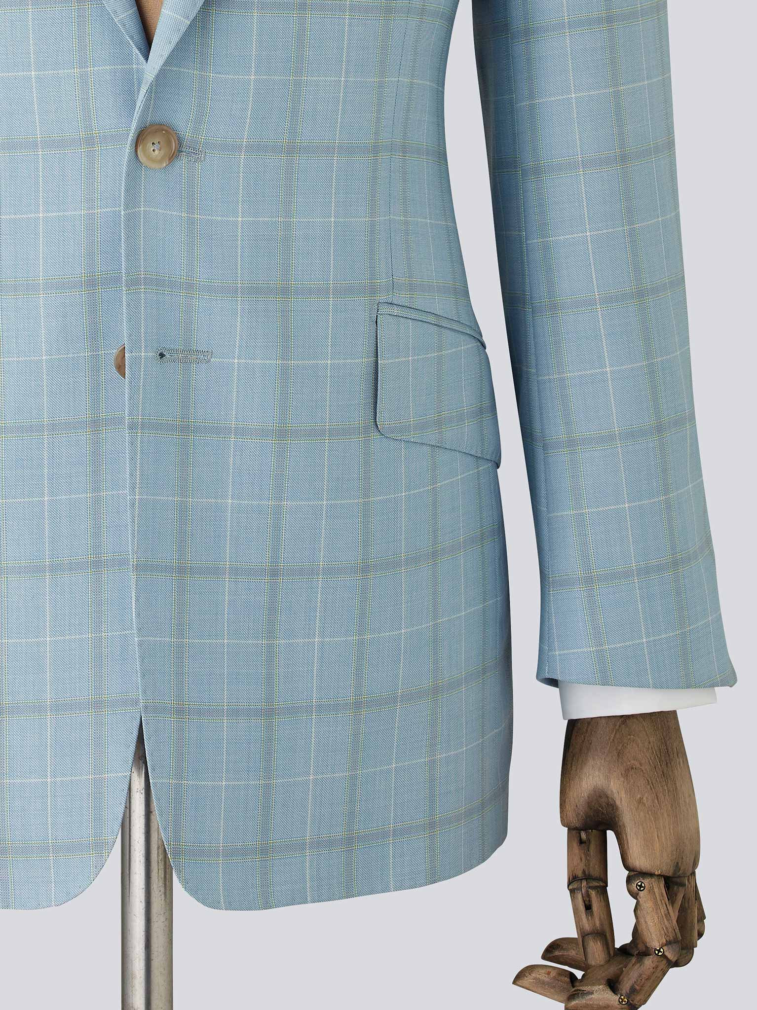 Men's Tailored Check Jacket in Pale Blue – Savile Row Company
