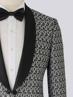 Silver Patterned Shawl Collar Jacket