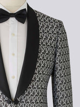 Load image into Gallery viewer, Silver Patterned Shawl Collar Jacket
