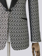 Silver Patterned Shawl Collar Jacket