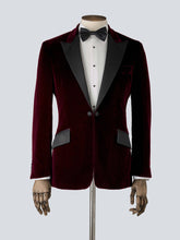 Load image into Gallery viewer, Burgundy Velvet Tailored Dinner Jacket
