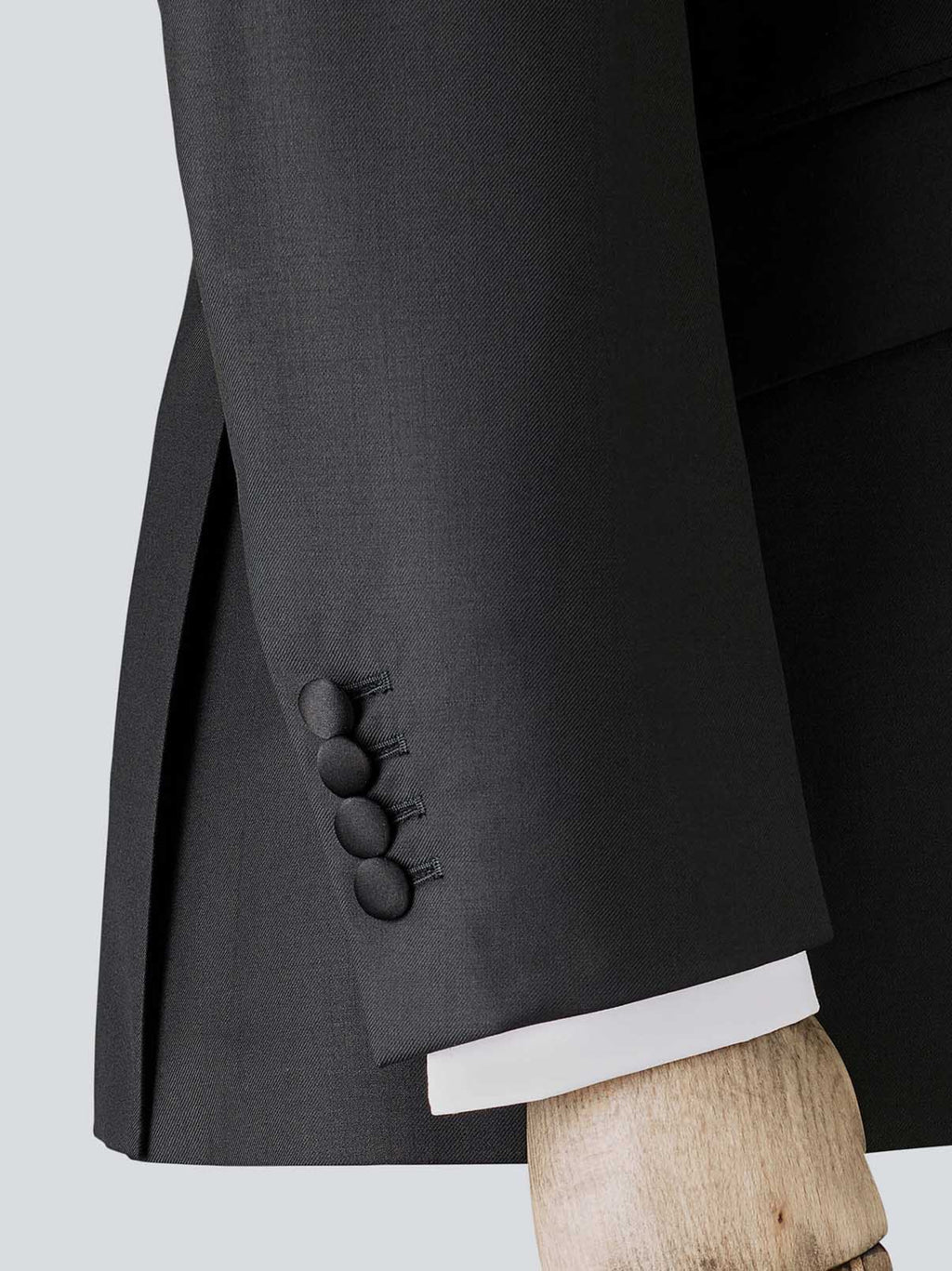 Men's Black Three-Piece Wool Tailored Fit Dinner Suit