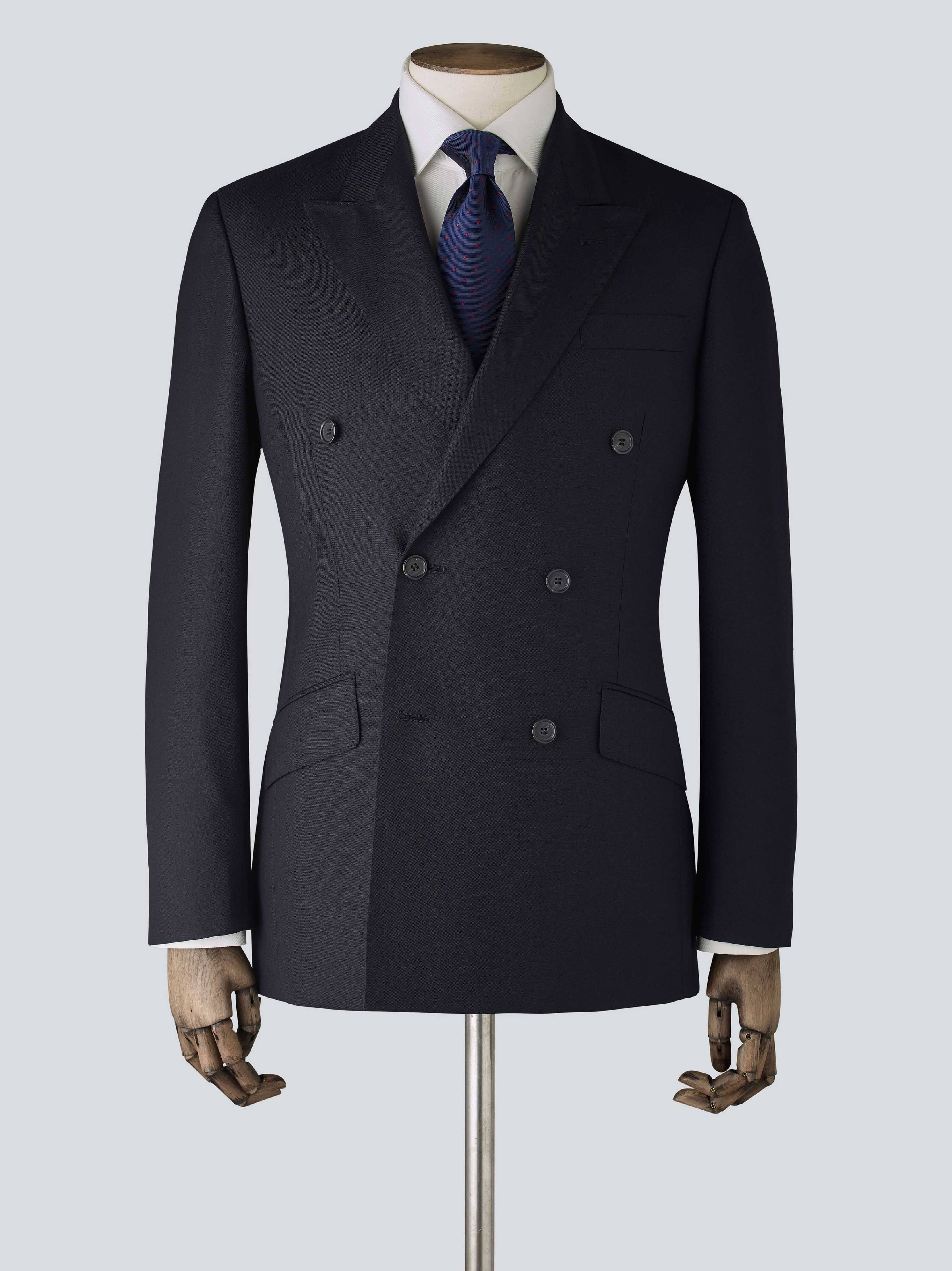 Navy Double Breasted Wool Suit