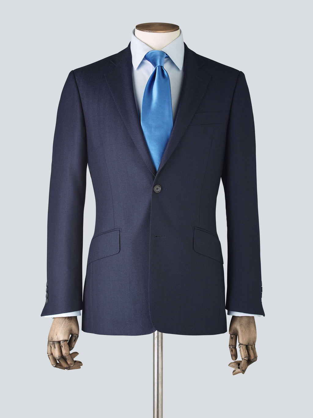 Navy Herringbone Tailored Wool Suit
