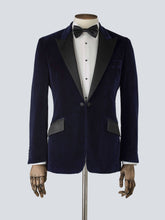Load image into Gallery viewer, Navy Velvet Tailored Dinner Jacket
