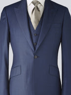 Electric Blue Three-Piece Italian Wool Tailored Suit