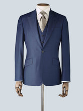 Load image into Gallery viewer, Electric Blue Three-Piece Italian Wool Tailored Suit
