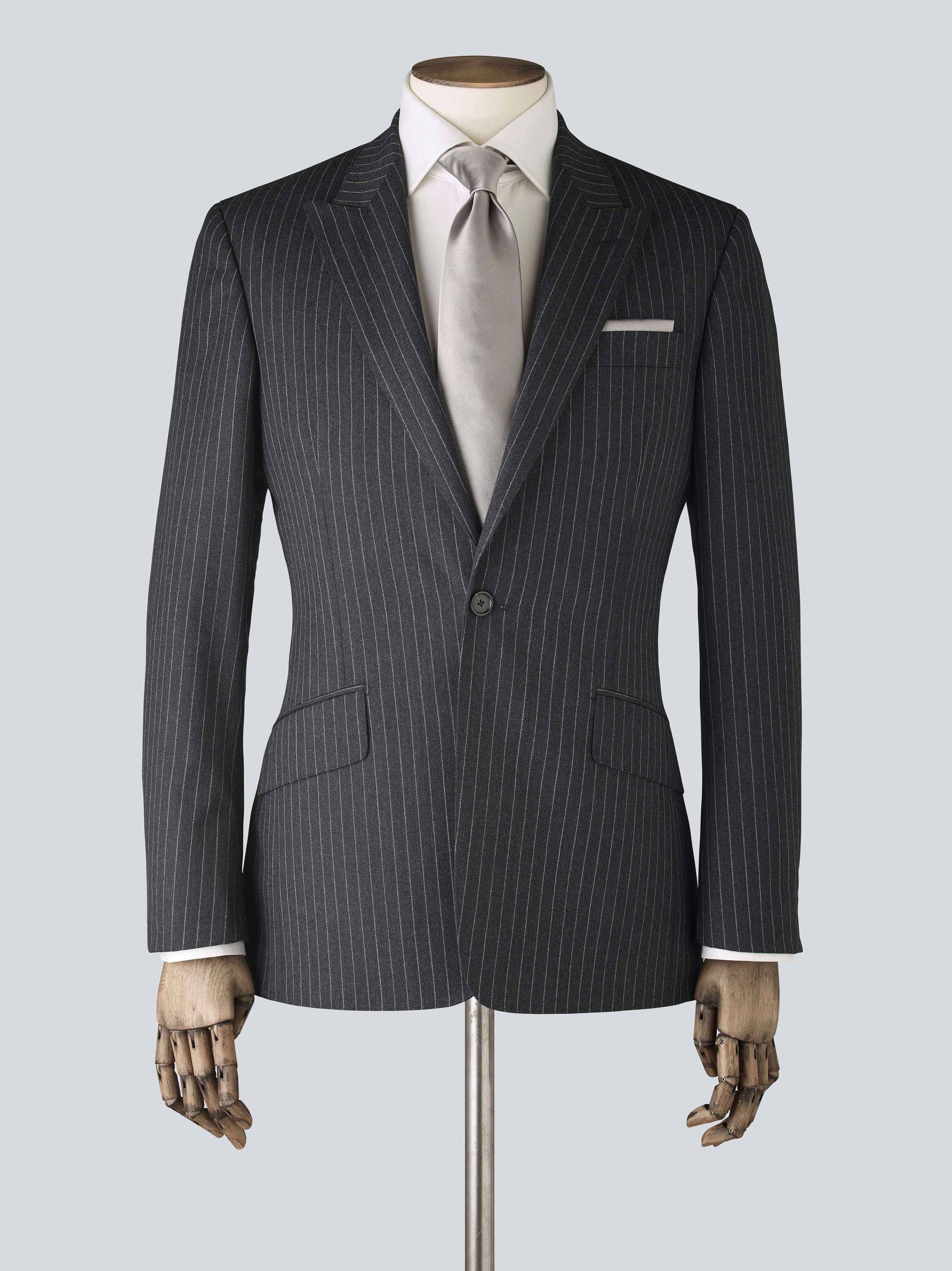 Charcoal Pinstripe Wool Suit