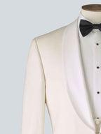 White Three-Piece Wool Tailored Dinner Suit