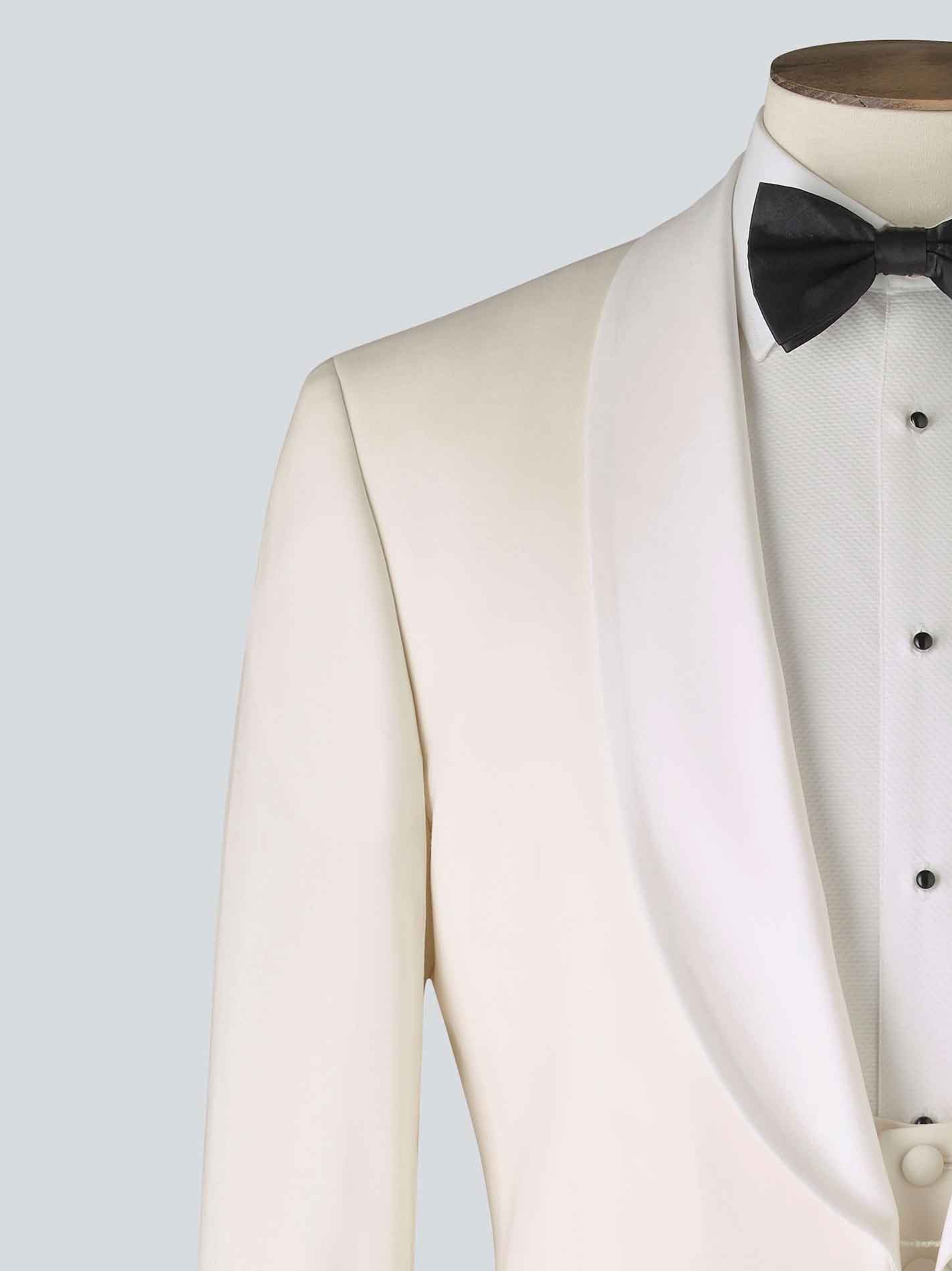 White Three-Piece Wool Tailored Dinner Suit