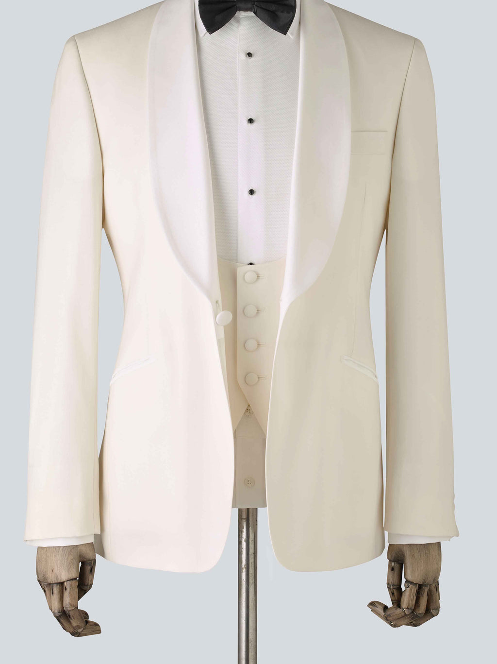 White Three-Piece Wool Tailored Dinner Suit