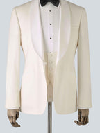 White Three-Piece Wool Tailored Dinner Suit
