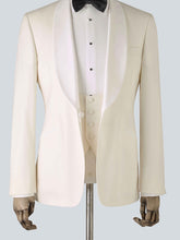Load image into Gallery viewer, White Three-Piece Wool Tailored Dinner Suit
