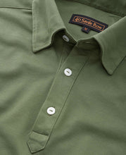 Load image into Gallery viewer, Army Green Mercerised Cotton Long Sleeve Polo Shirt
