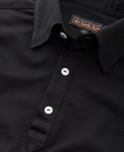 Load image into Gallery viewer, Black Mercerised Cotton Long Sleeve Polo Shirt
